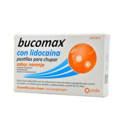 Bucomax con lidocaina 24 pastillas para chupar (sabor naranja)